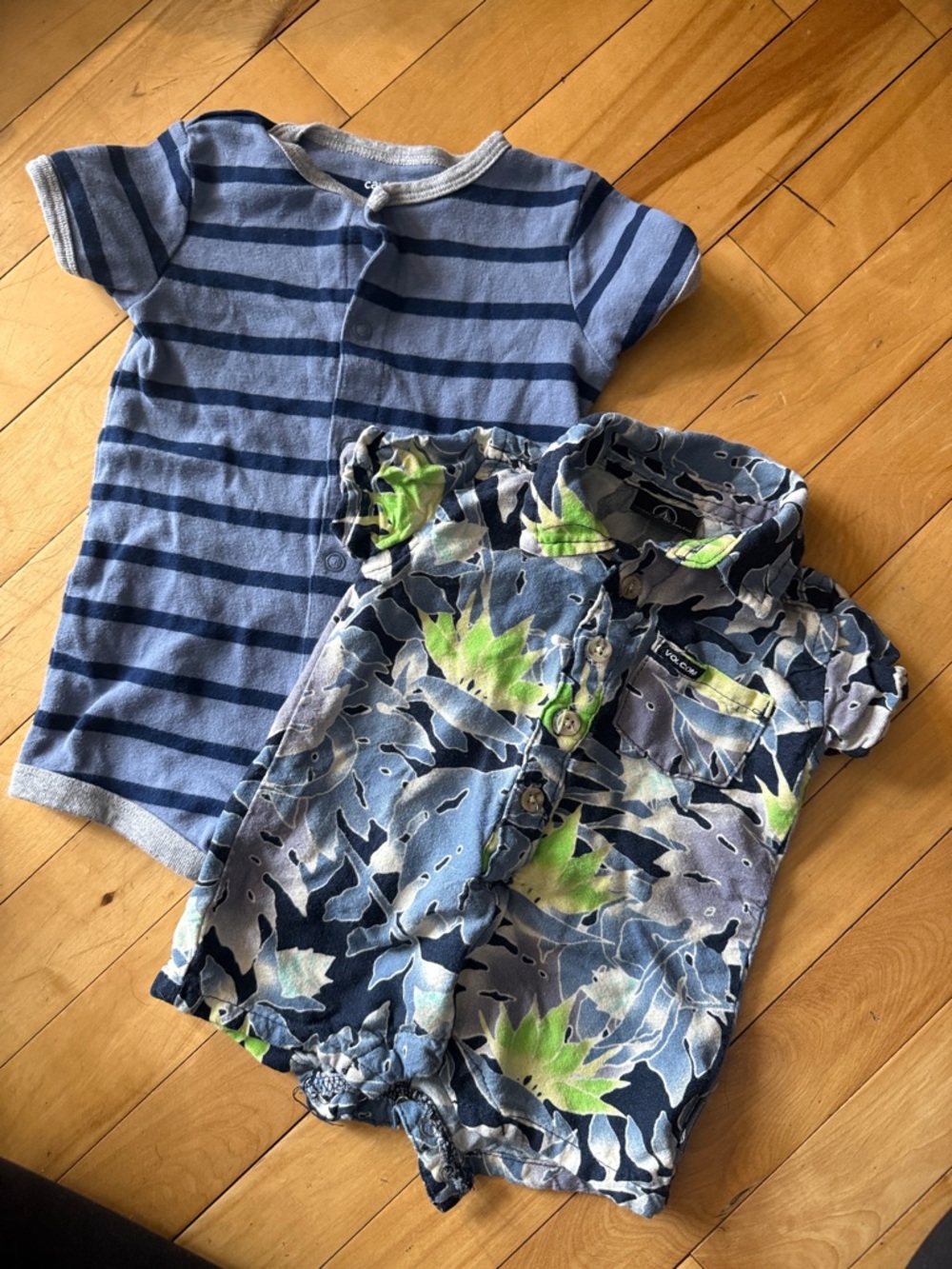 Volcom & Carters Navy and Lime Baby Romper Set (2 pieces)